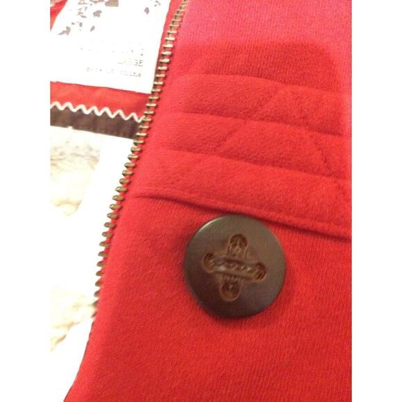 Vintage Old Navy Womens Sherpa Lined Vest Large Red Y2K Gorpcore Cabin Fisherman - Picture 5 of 9